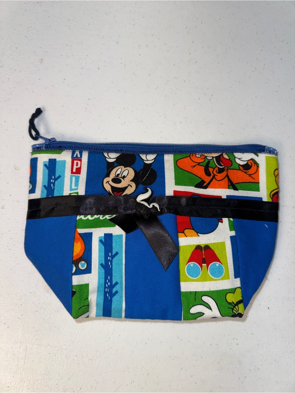 Handmade Mickey & Friends Zippie Pouch with pleated bottom 7” x 10”